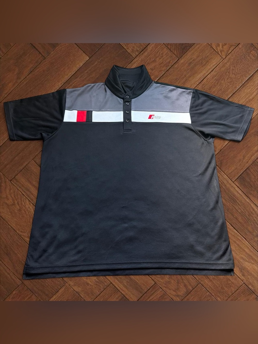 Audi R8 Sport Polo Shirt Mens Size XL Black Gray Performance Polo